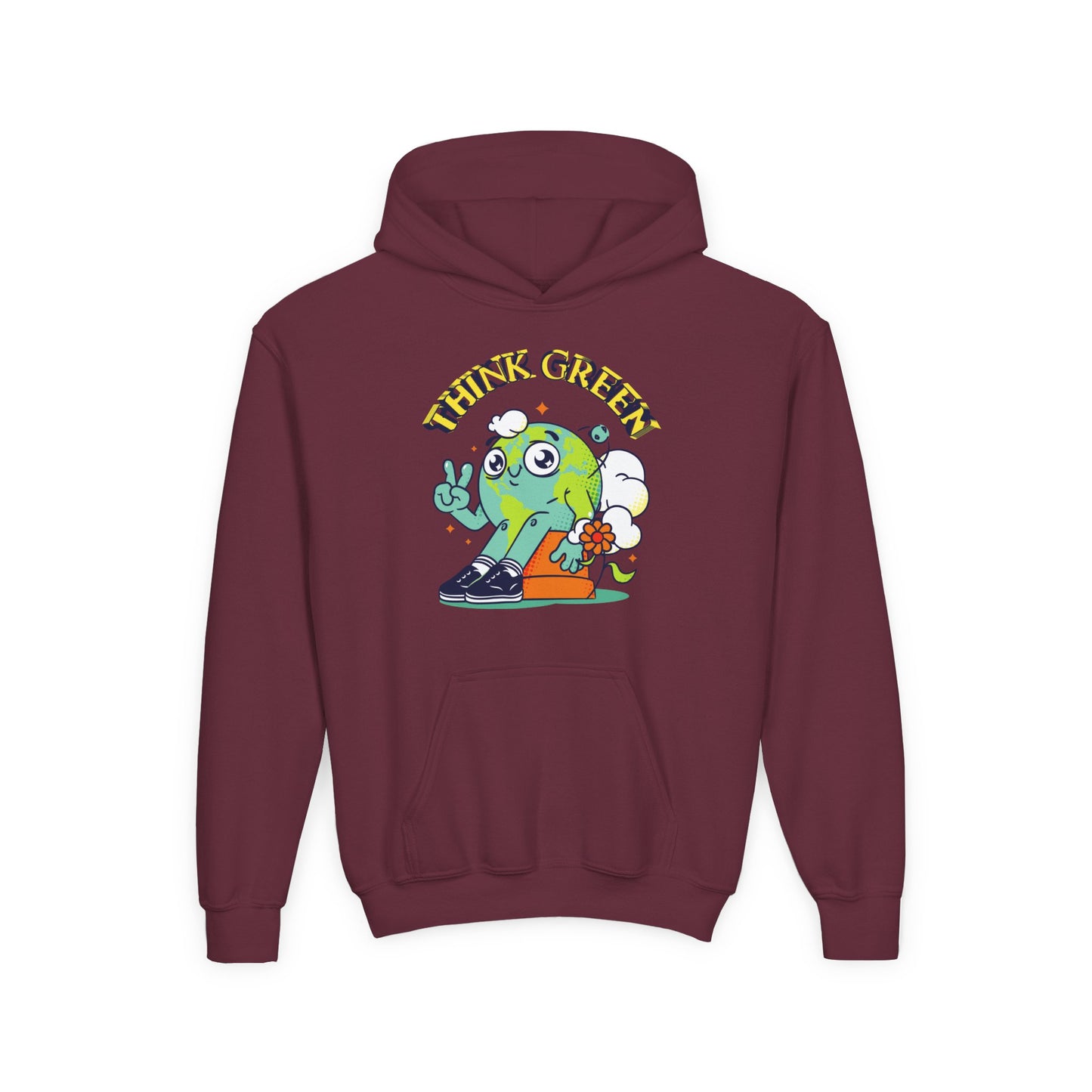 Youth Heavy Blend Hooded Sweatshirt - Think Green' Design