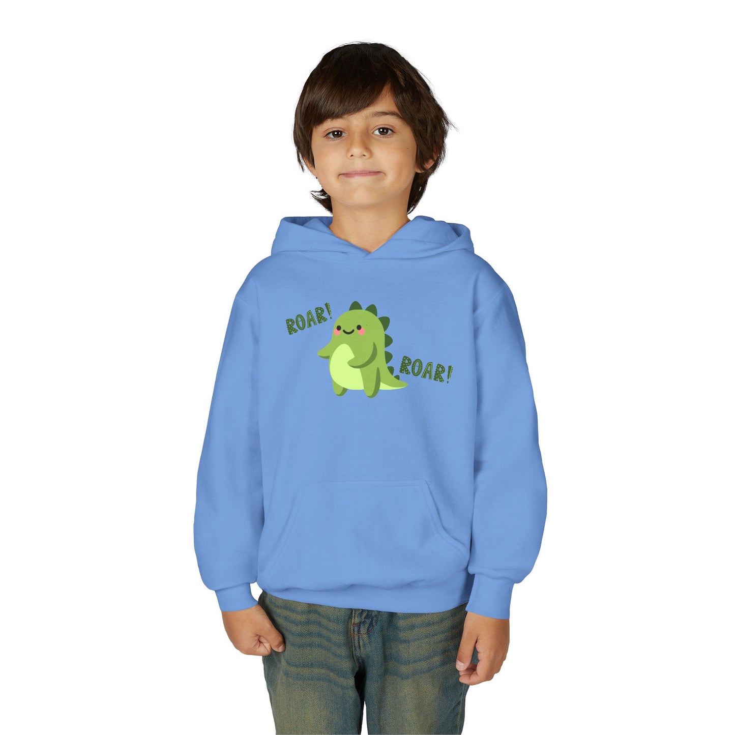 Youth Heavy Blend Hooded Sweatshirt - Cute Dinosaur Roar