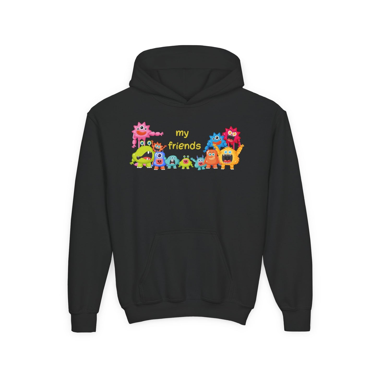 Youth Heavy Blend Hooded Sweatshirt - Colorful Monster Friends