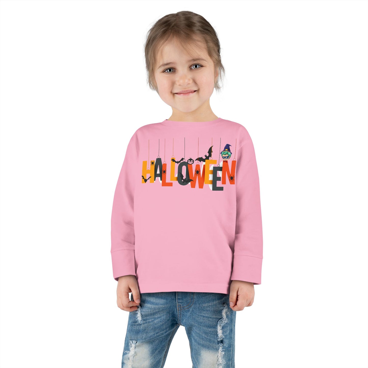 Toddler Long Sleeve Tee - Holloween hanging letters
