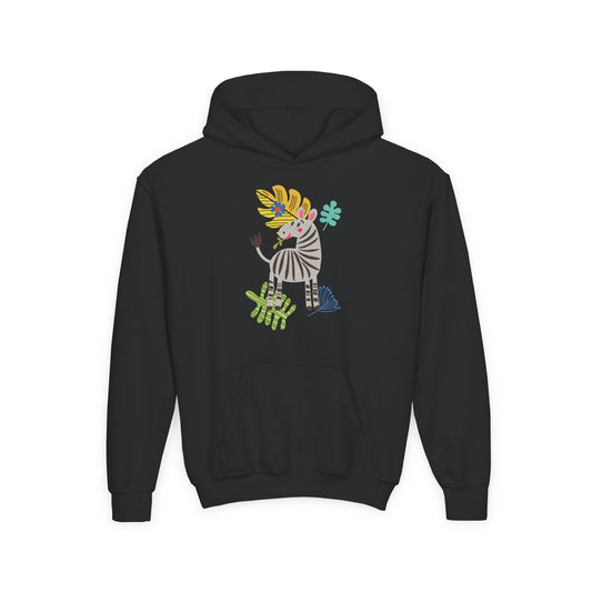 Youth Heavy Blend Hooded Sweatshirt -Zebra Printify