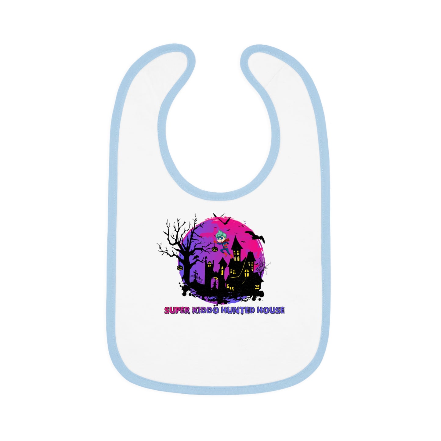 Baby Bib - Super kiddo flying on hunted house