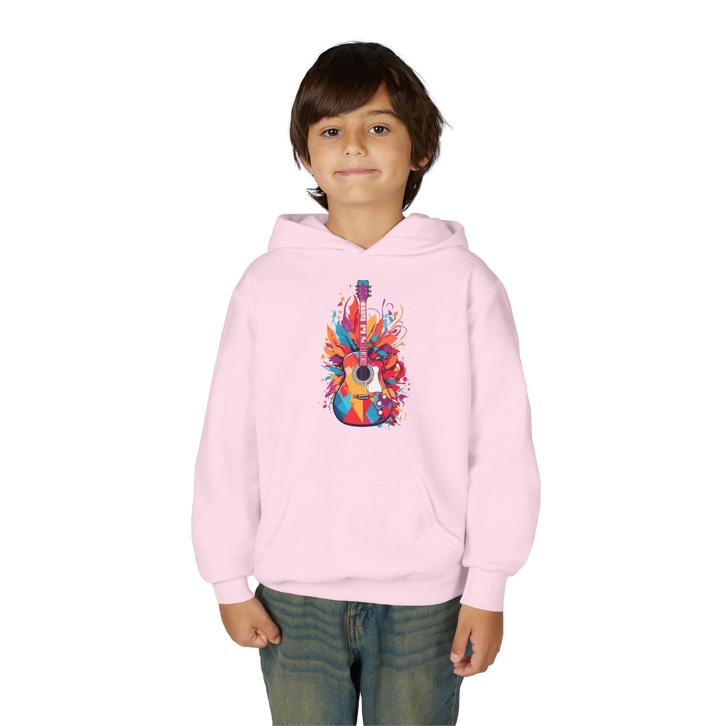 Youth Heavy Blend Hooded Sweatshirt - Colorful Guitar