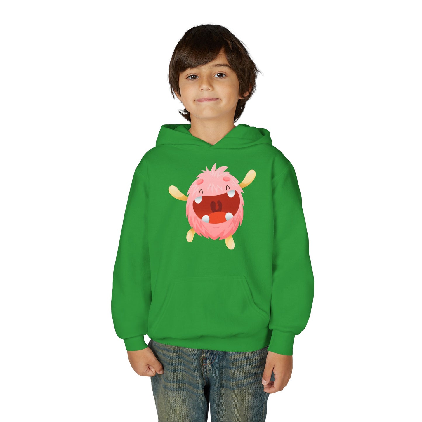 Youth Heavy Blend Hooded Sweatshirt - Baby pink monster