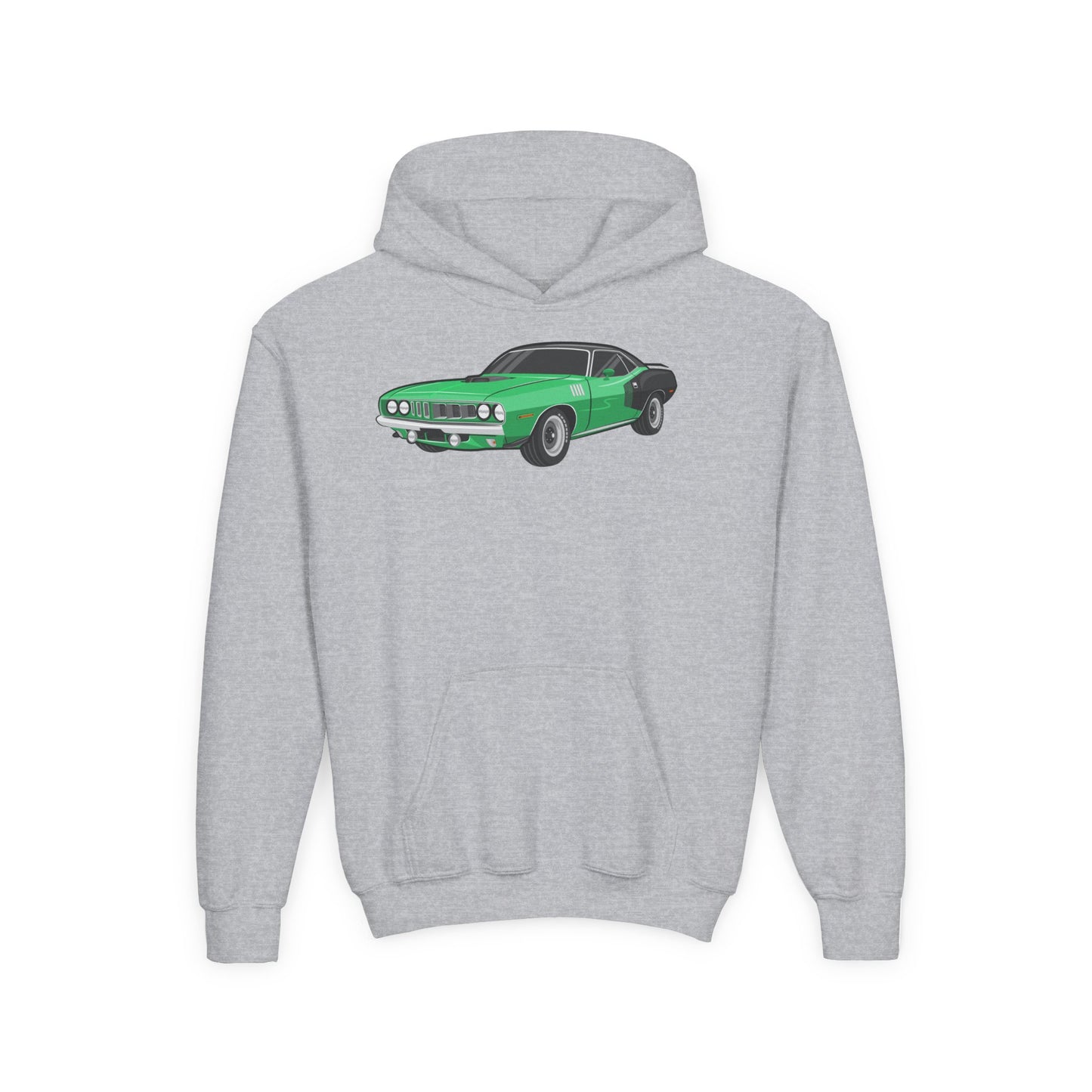 Youth Heavy Blend Hooded Sweatshirt - Vintage green car