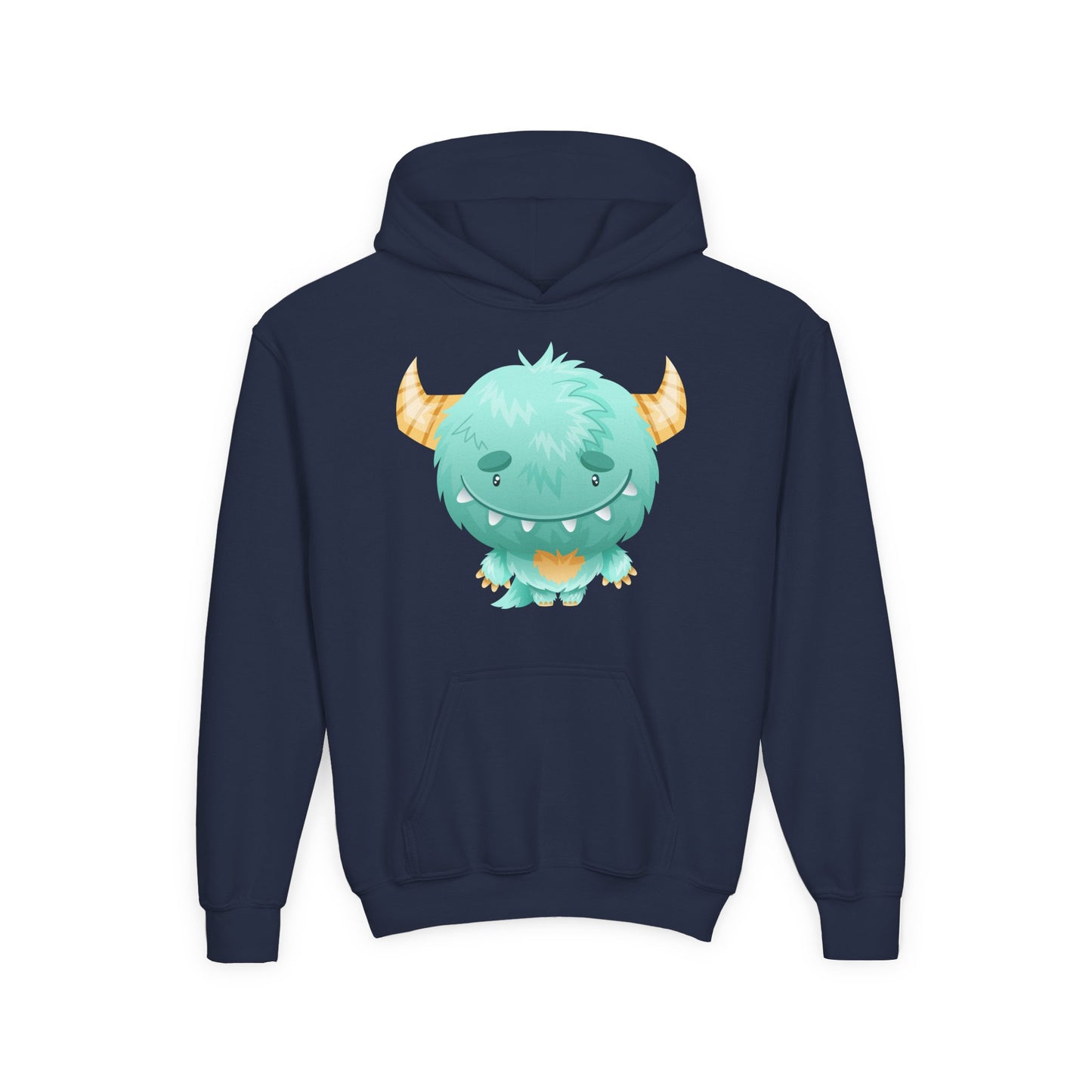 Youth Heavy Blend Hooded Sweatshirt - Cute green baby monster