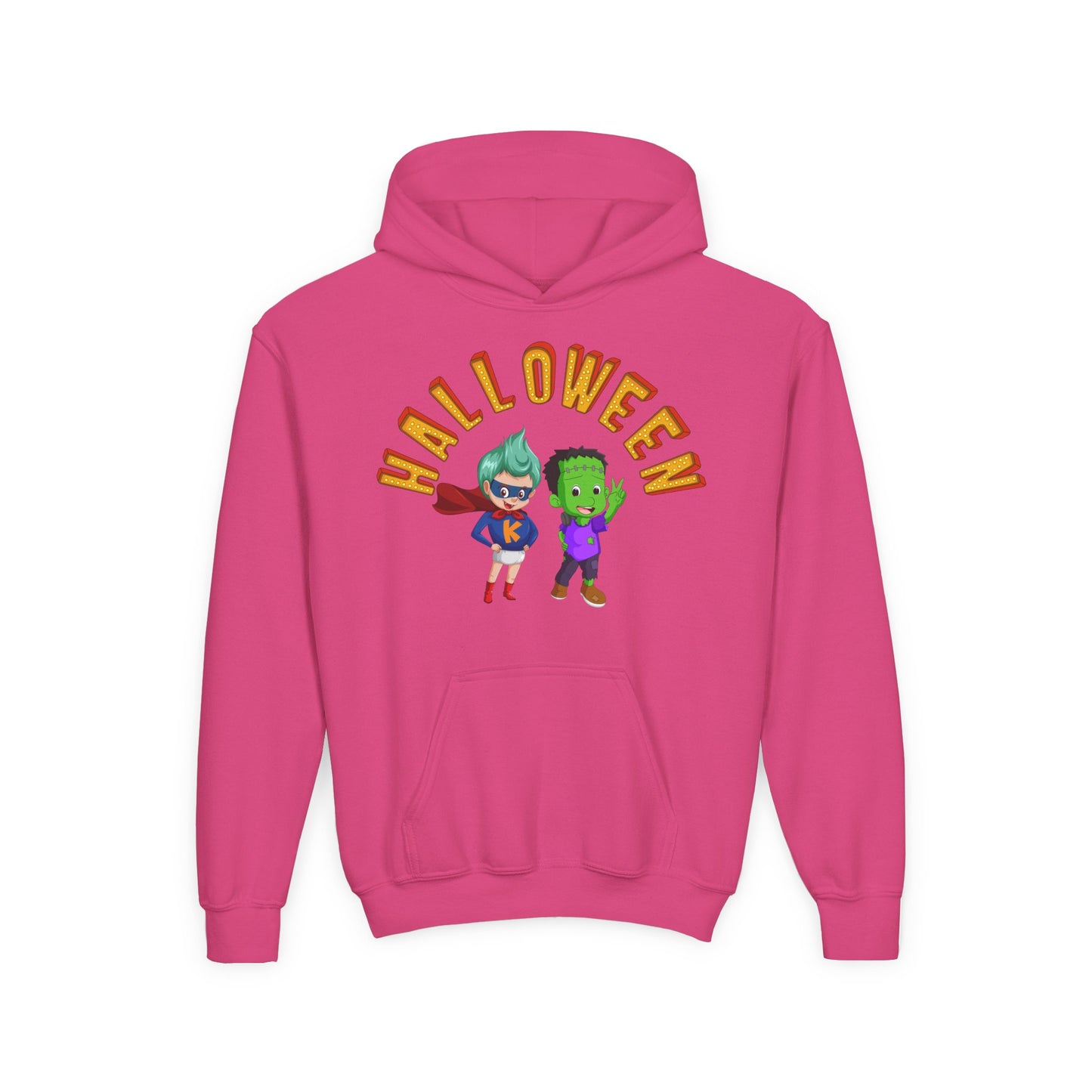 Youth Heavy Blend Hooded Sweatshirt - Holloween with super kiddo