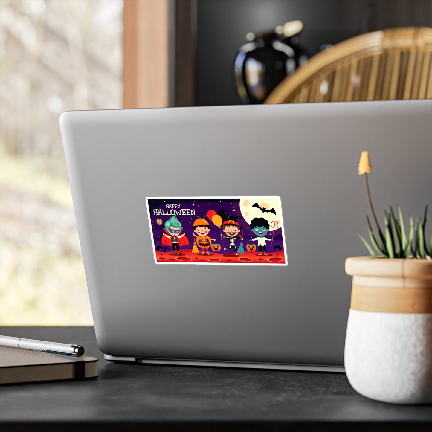 Halloween Kiss-Cut Vinyl Decals – Super kiddo with friends on holloween