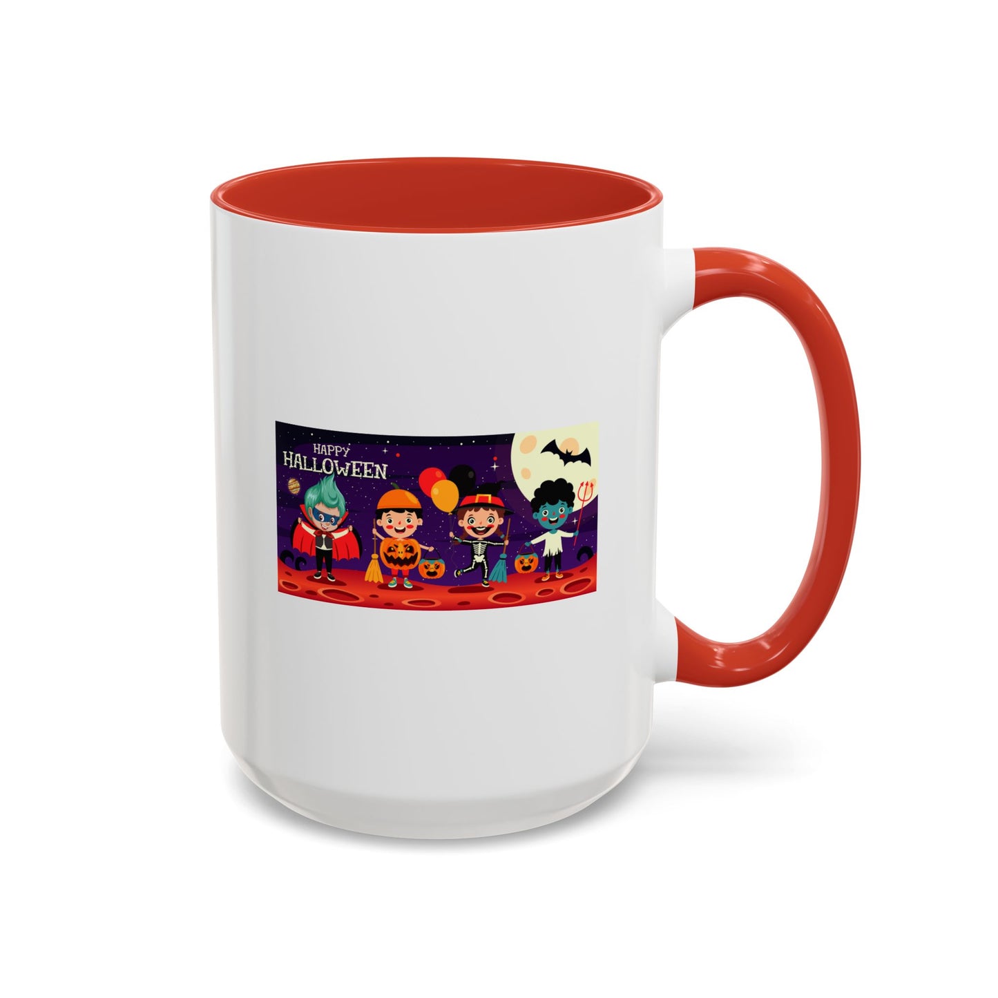 Accent Coffee Mug - Super kiddo with friends on holloween