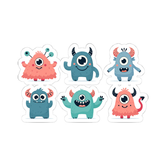 Kiss-Cut Vinyl Decals - Group of cute little monsters Printify
