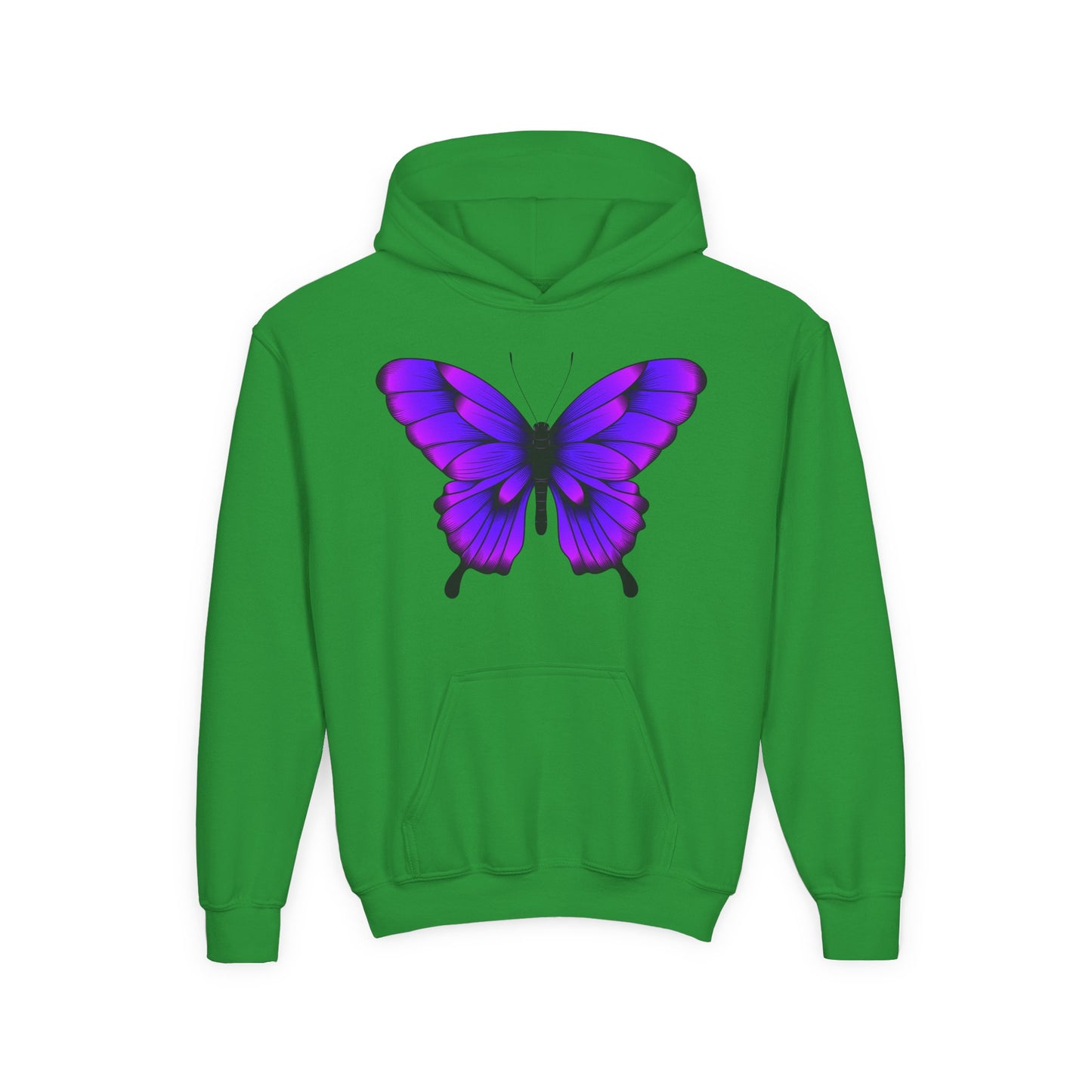 Youth Heavy Blend Hooded Sweatshirt - Tropical purple butterfly