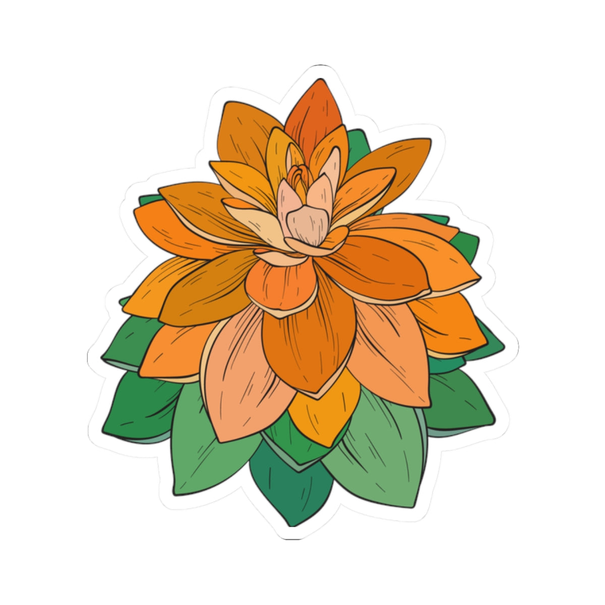 Kiss-Cut Vinyl Decals - Orange flower