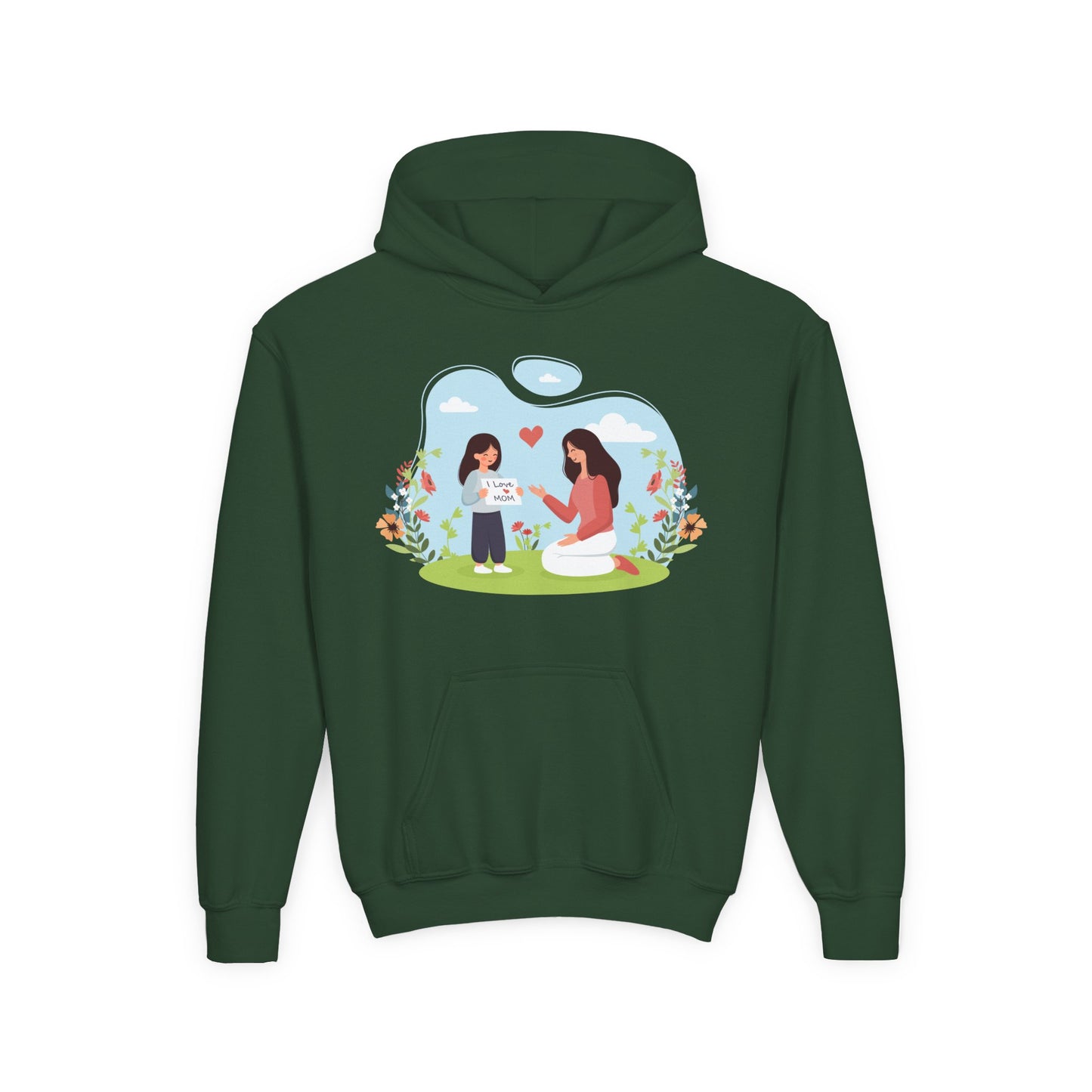 Youth Heavy Blend Hooded Sweatshirt -  Mother and daughter love