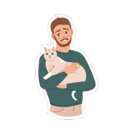 Kiss-Cut Stickers - Loving Dad with His Cat Printify