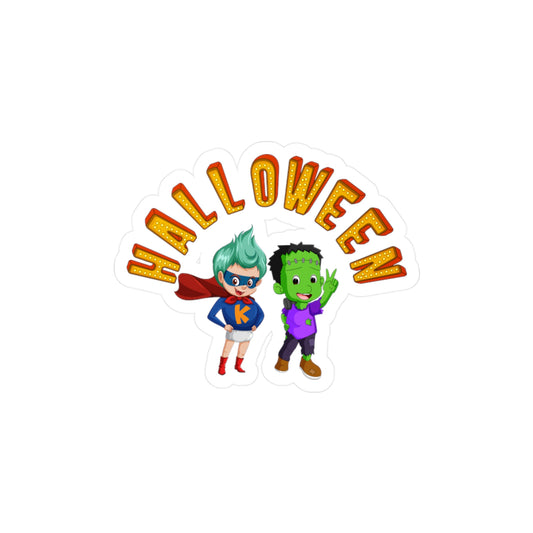 Halloween Kiss-Cut Vinyl Decals – Holloween with super kiddo Printify
