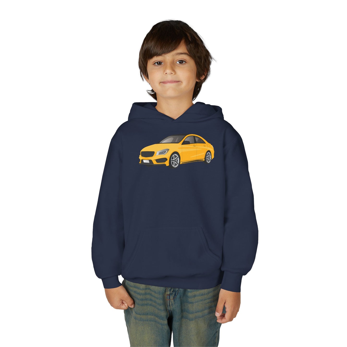 Youth Heavy Blend Hooded Sweatshirt - Yellow car