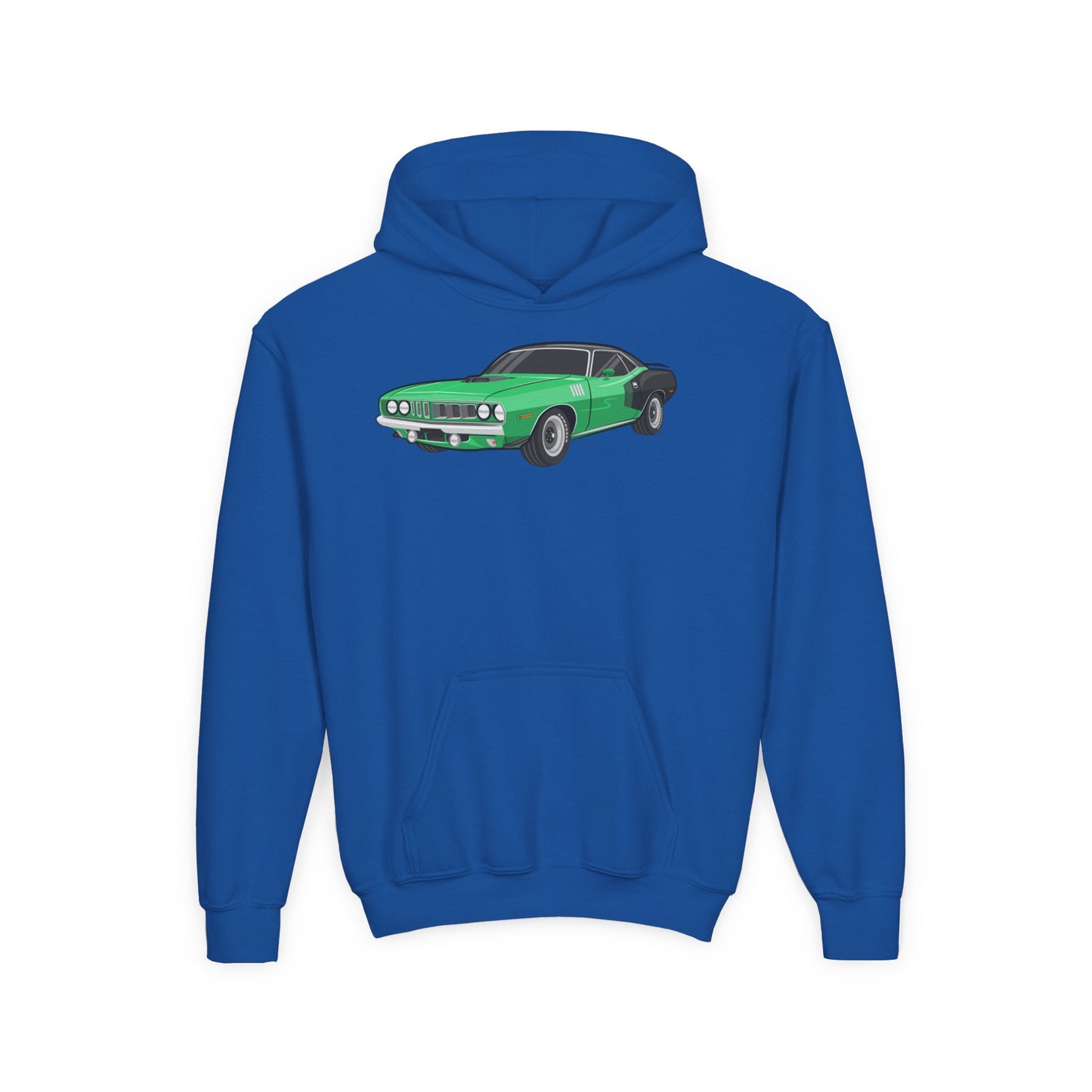 Youth Heavy Blend Hooded Sweatshirt - Vintage green car