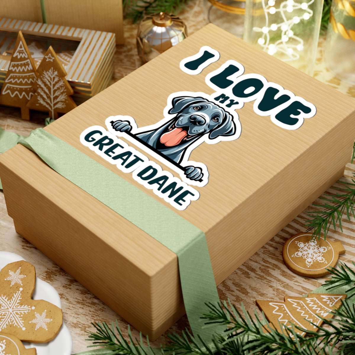 Kiss-Cut Vinyl Decals - I love my Great Dane