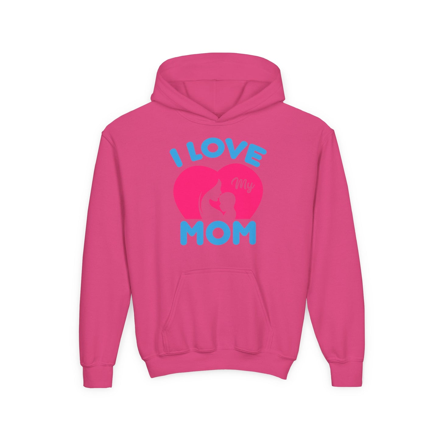 Youth Heavy Blend Hooded Sweatshirt -  i love my mom logo