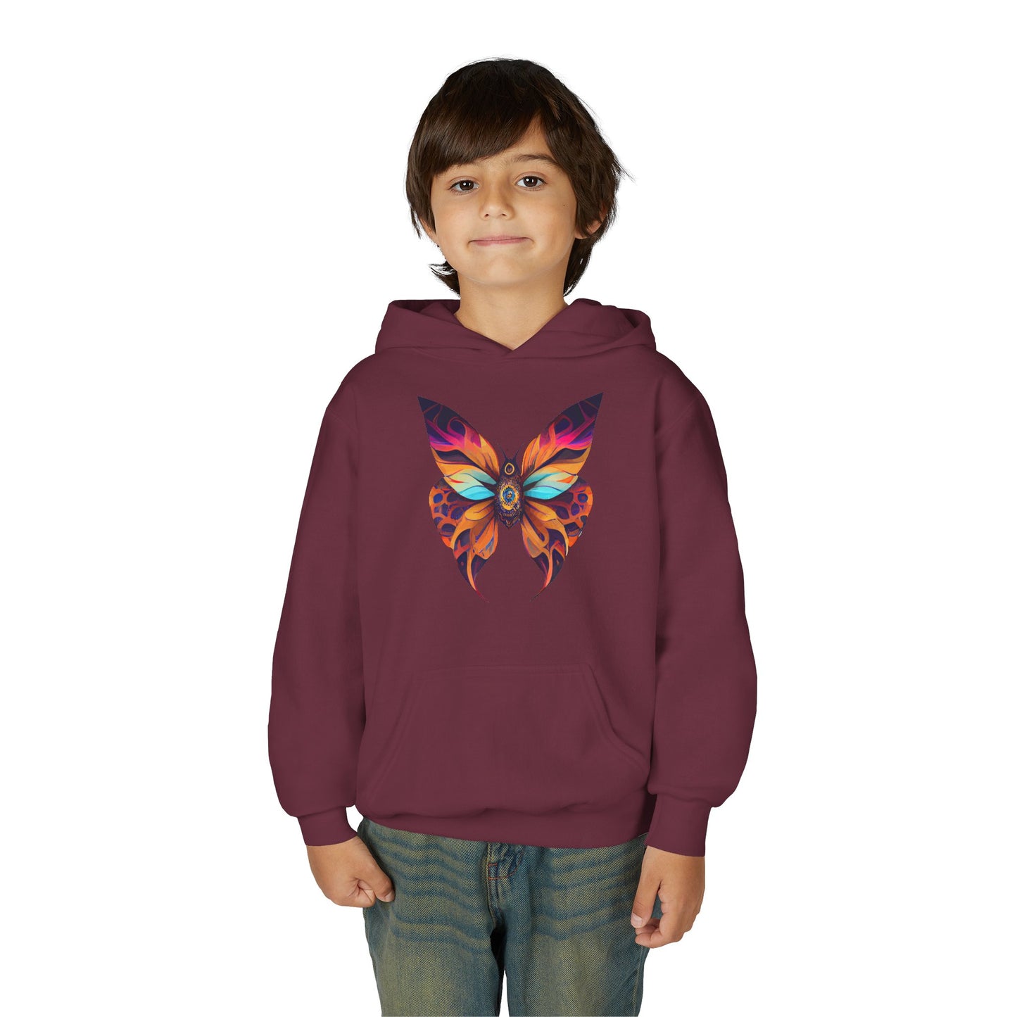 Youth Heavy Blend Hooded Sweatshirt - beautiful butterfly