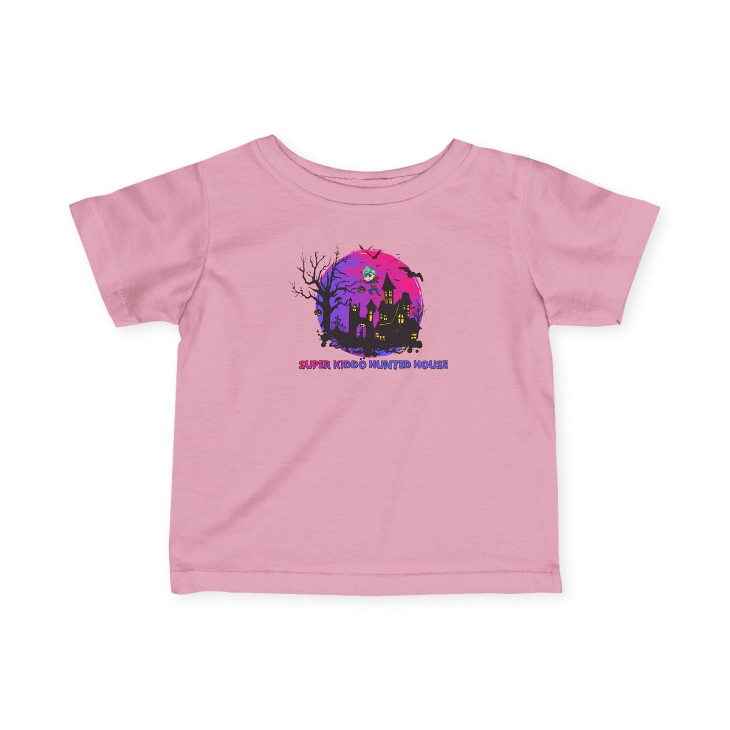 Infant Fine Jersey Tee - Super kiddo flying on hunted house