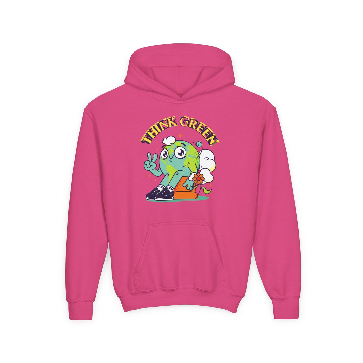 Youth Heavy Blend Hooded Sweatshirt - Think Green' Design
