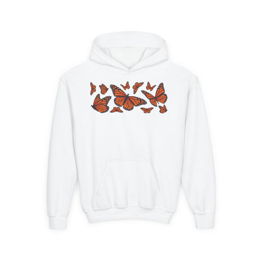 Youth Heavy Blend Hooded Sweatshirt -  Set of orange monarch butterfly