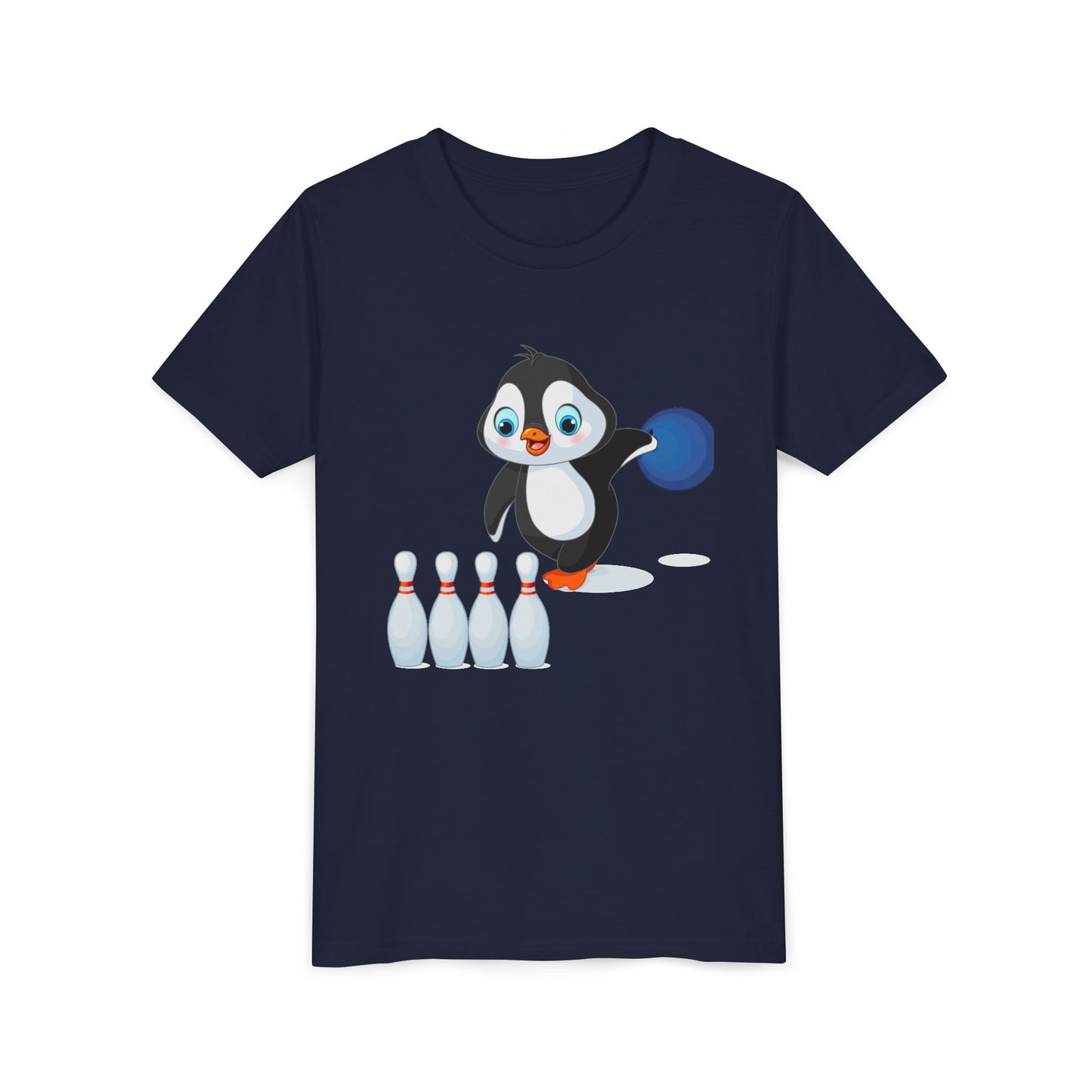 Adorable Penguin Bowling Youth Tee | Fun Kids Shirt, Playful Outfit, Birthday Gift, Sports Apparel, Cute Casual Wear