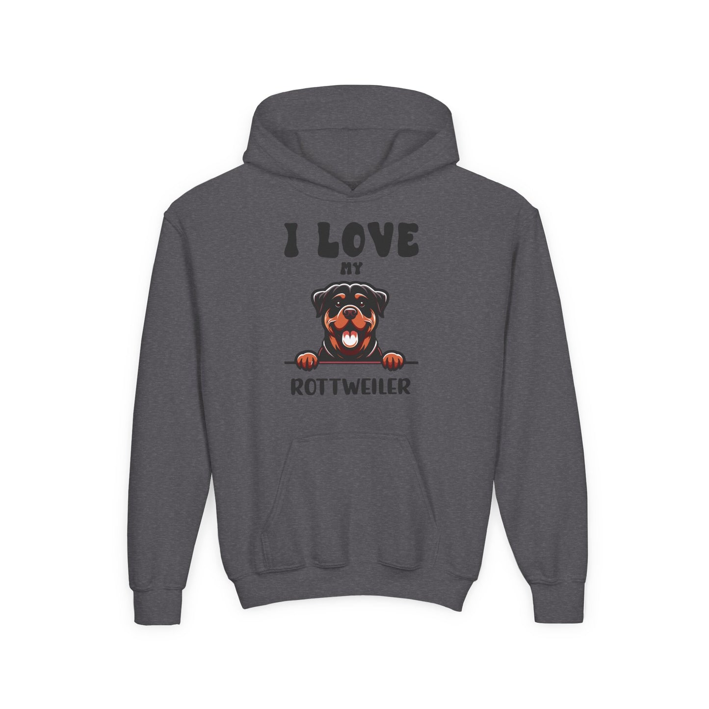 Youth Heavy Blend Hooded Sweatshirt - I love my Rottweiler