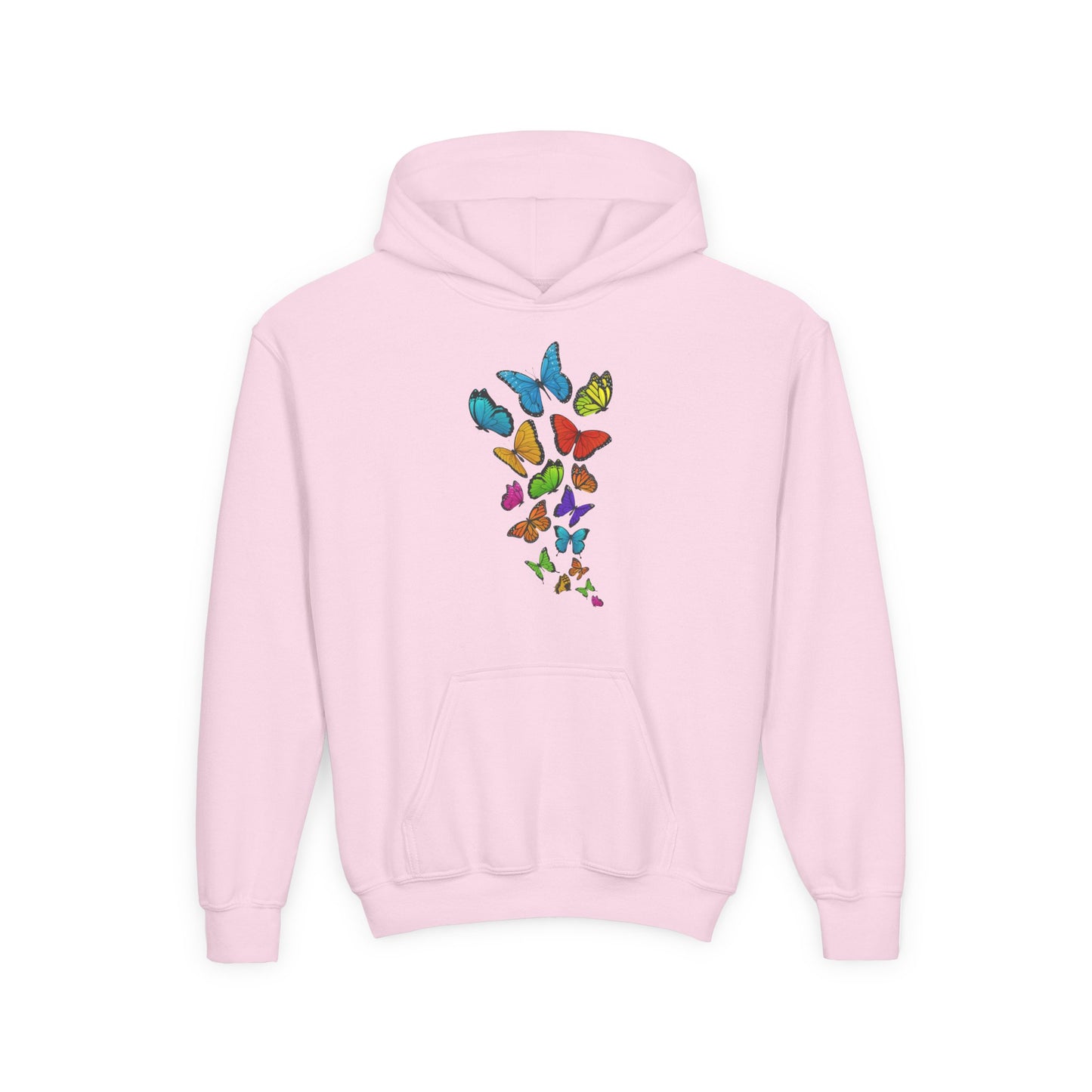 Youth Heavy Blend Hooded Sweatshirt - Group of colorful butterflies