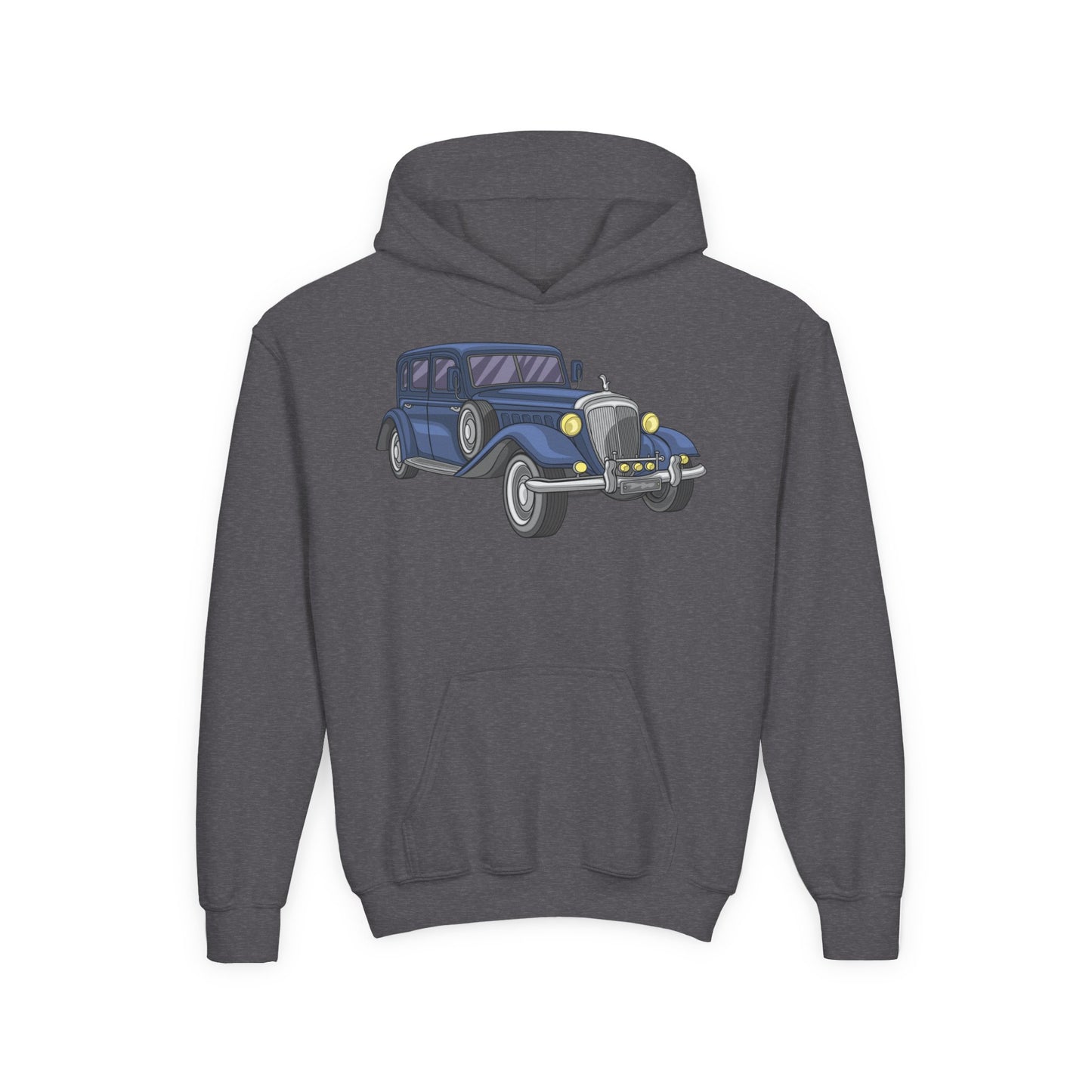 Youth Heavy Blend Hooded Sweatshirt -  vintage retro car