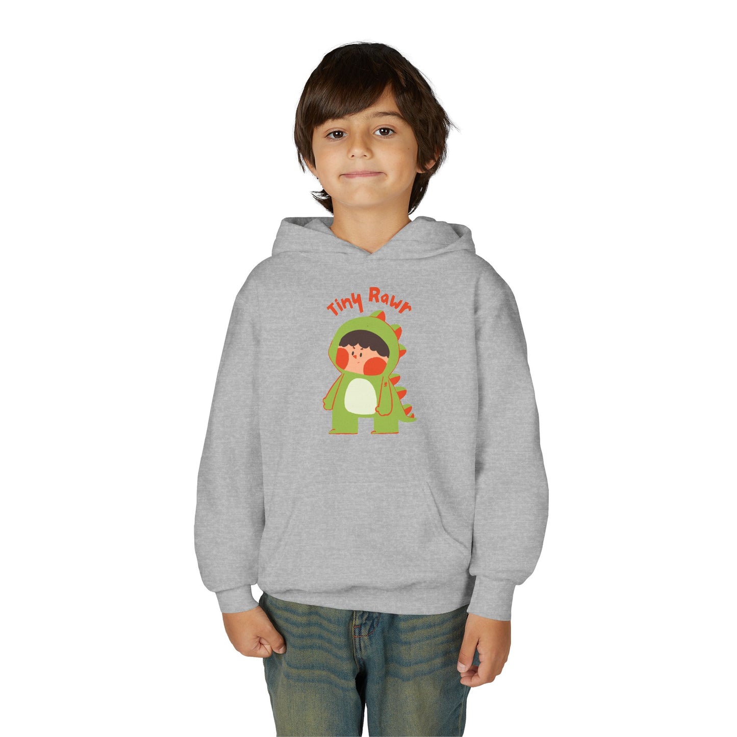 Youth Heavy Blend Hooded Sweatshirt - Tiny Raur, Cute Dino