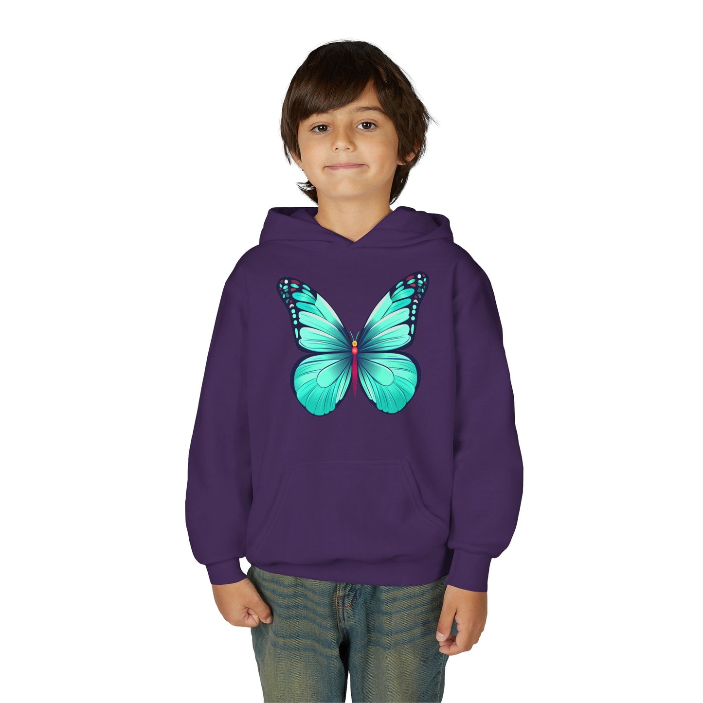 Youth Heavy Blend Hooded Sweatshirt - Butterfly - blue