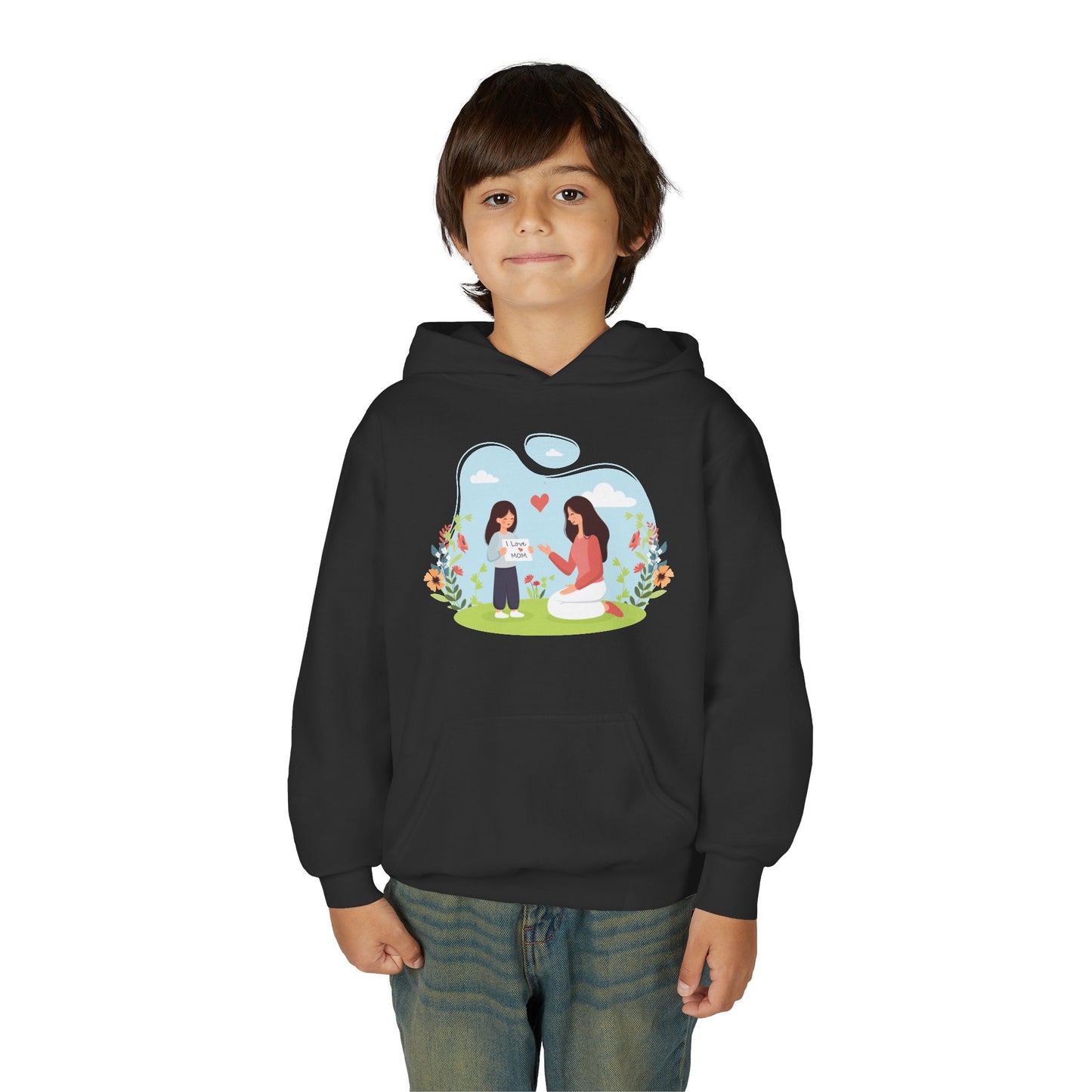 Youth Heavy Blend Hooded Sweatshirt -  Mother and daughter love