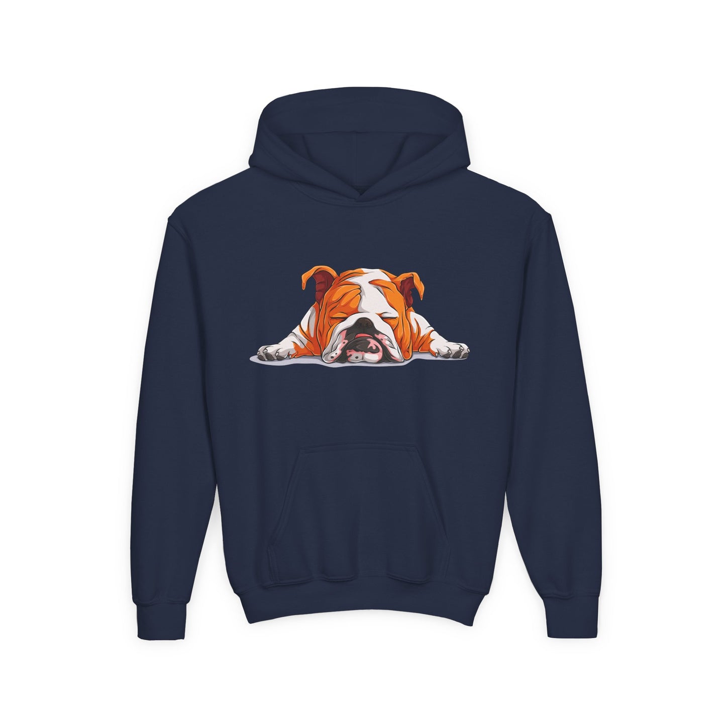 Youth Heavy Blend Hooded Sweatshirt -  Sleeping english bulldog