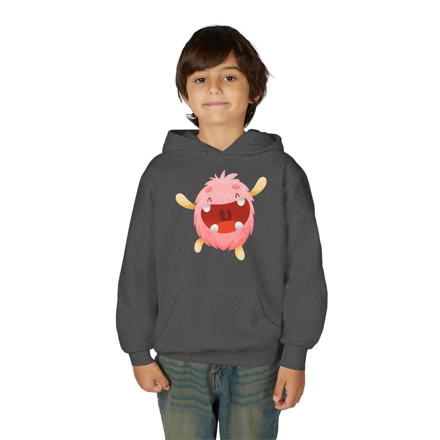 Youth Heavy Blend Hooded Sweatshirt - Baby pink monster