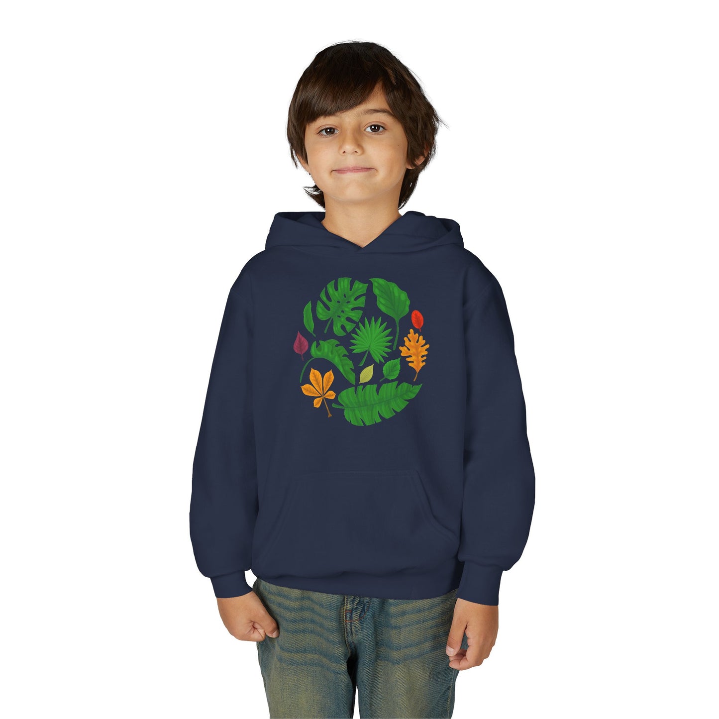 Youth Heavy Blend Hooded Sweatshirt - Beautiful leaves