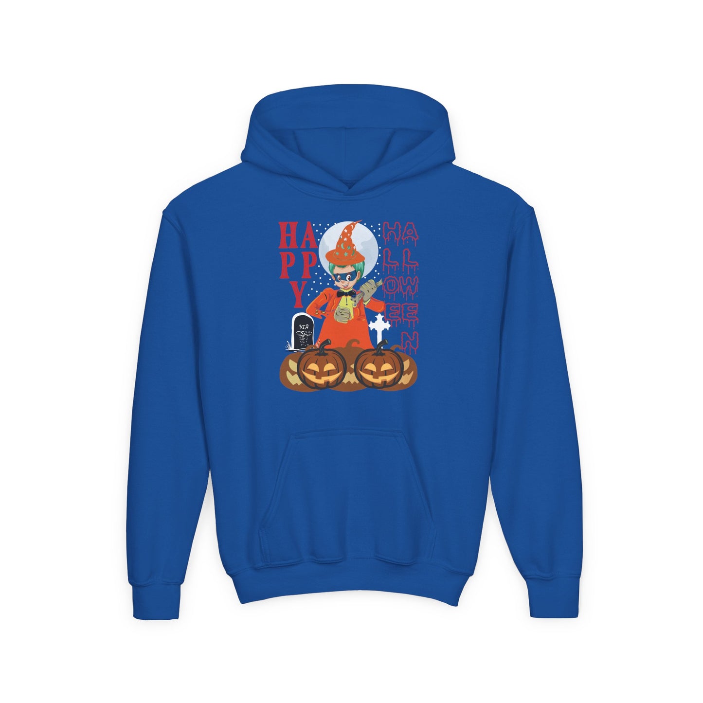 Youth Heavy Blend Hooded Sweatshirt - Holloween design by super kiddo