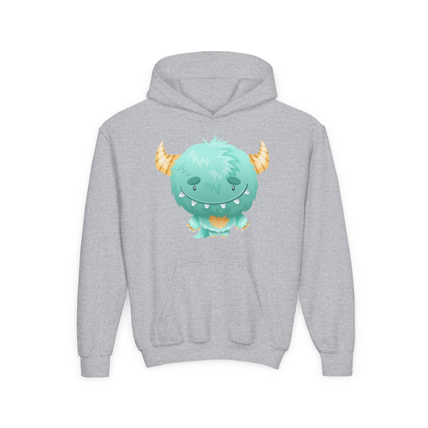 Youth Heavy Blend Hooded Sweatshirt - Cute green baby monster
