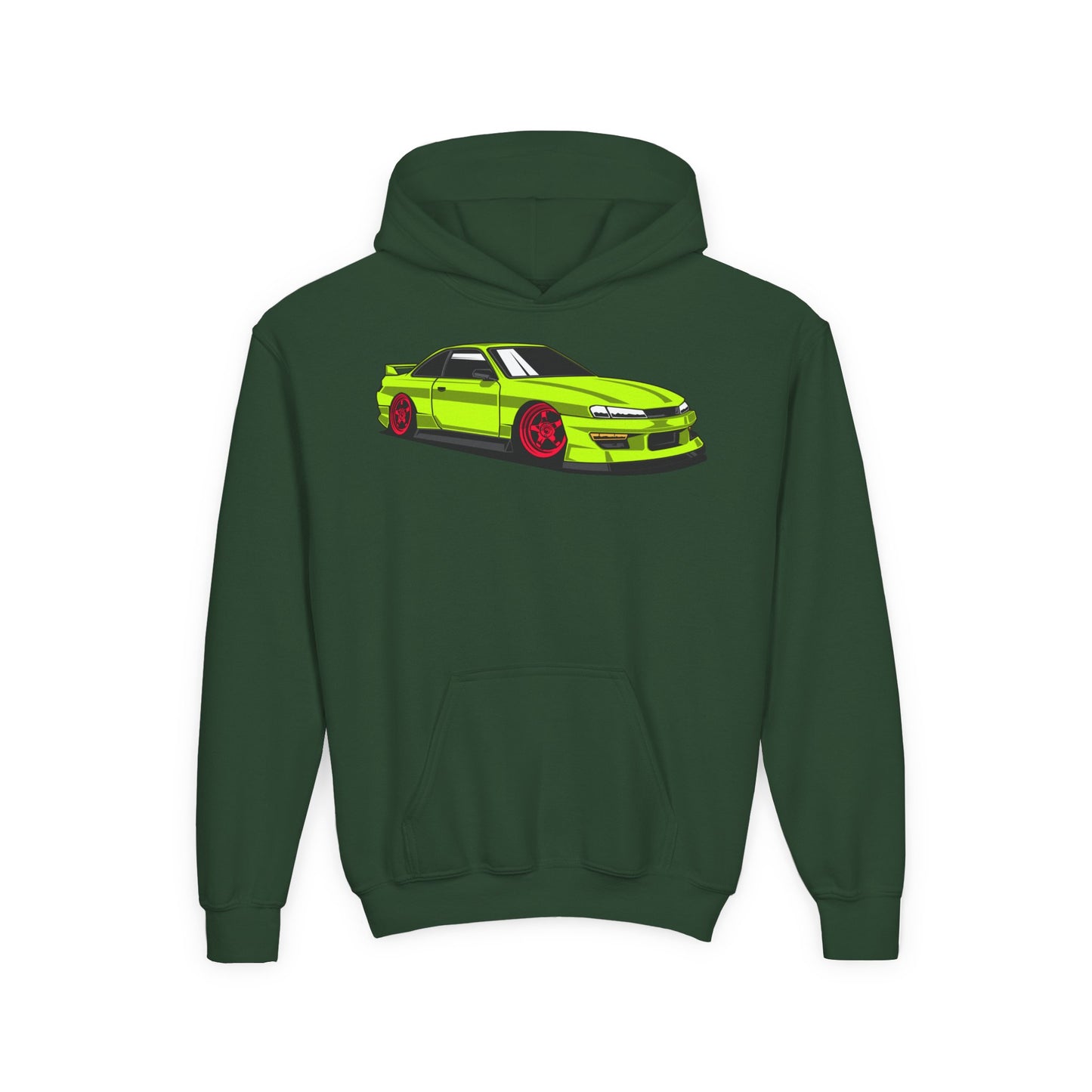 Youth Heavy Blend Hooded Sweatshirt - Yellow green race car