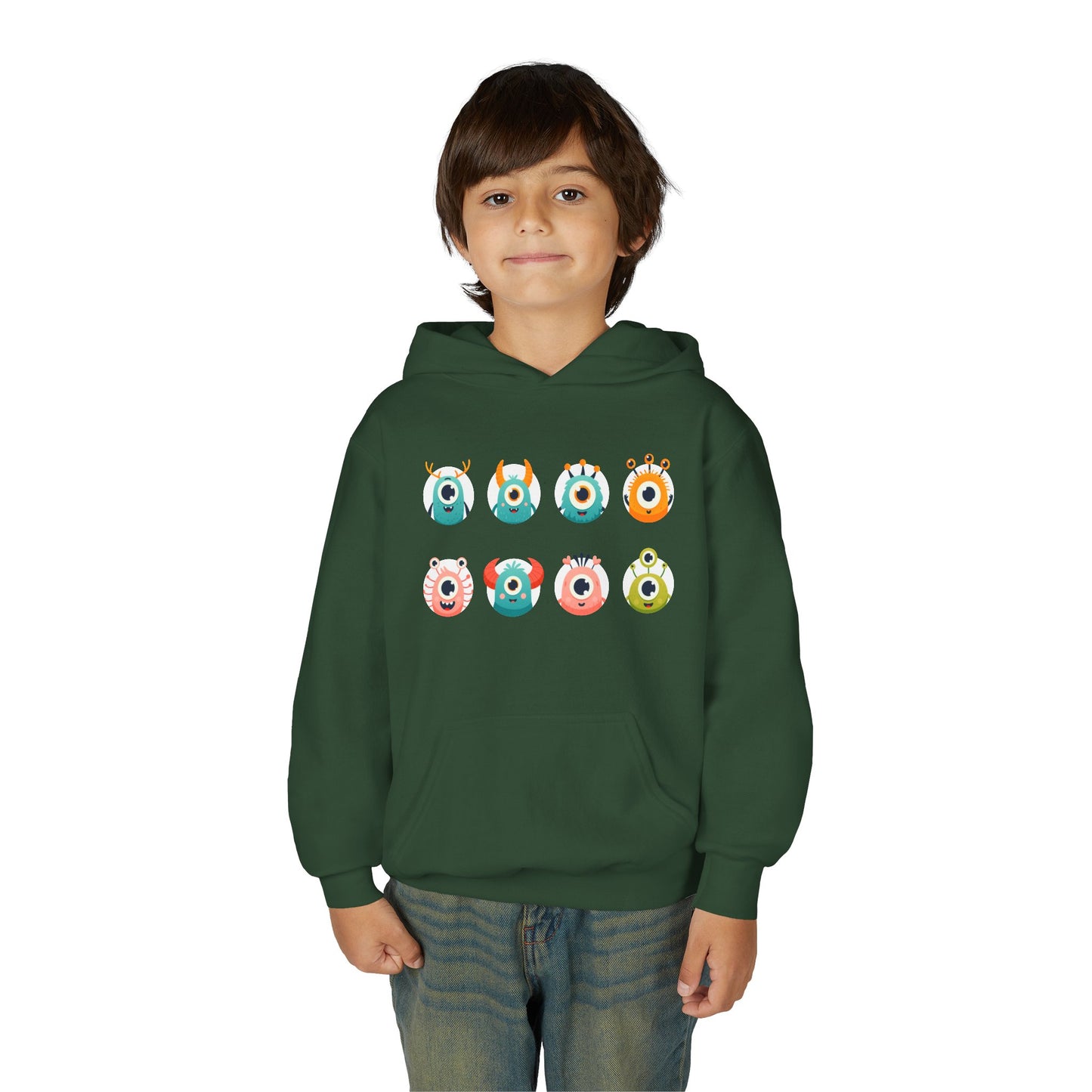 Youth Heavy Blend Hooded Sweatshirt - One eye monsters