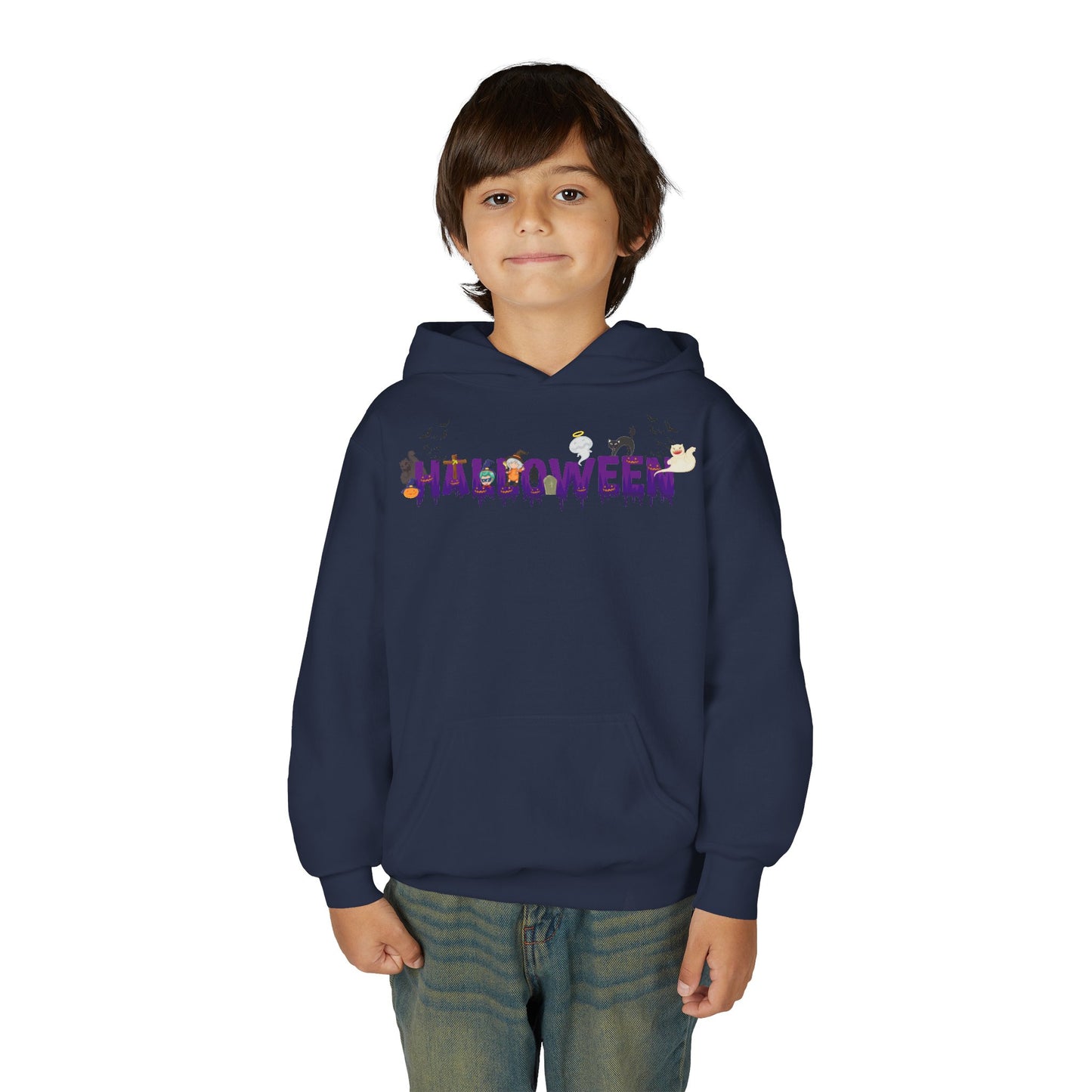 Youth Heavy Blend Hooded Sweatshirt - Holloween word