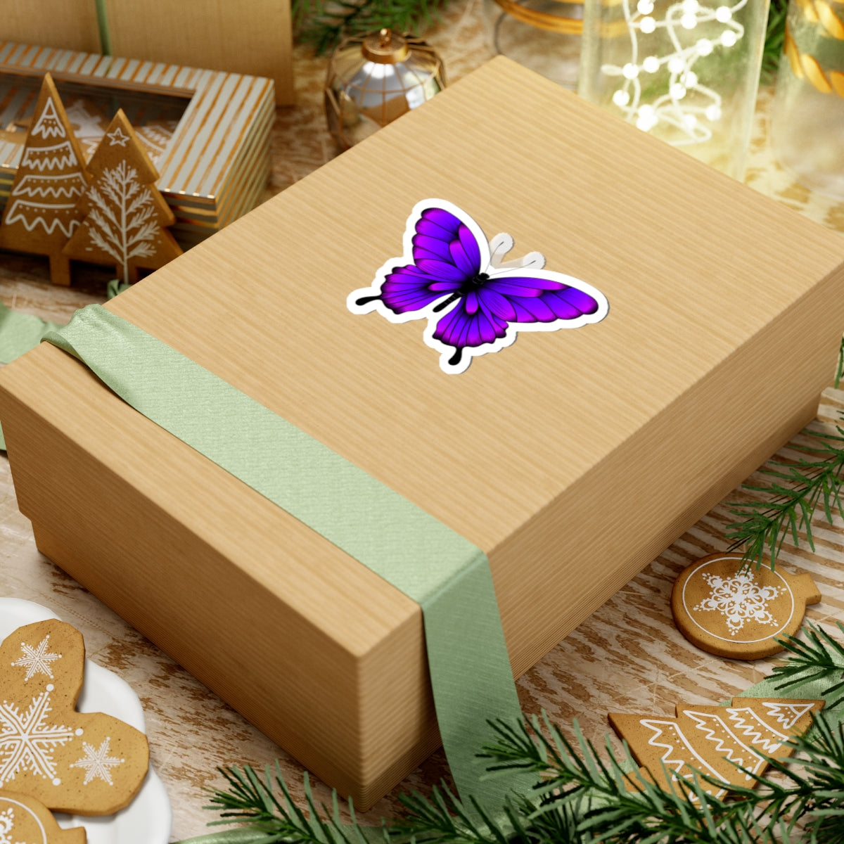 Kiss-Cut Vinyl Decals - Tropical purple butterfly