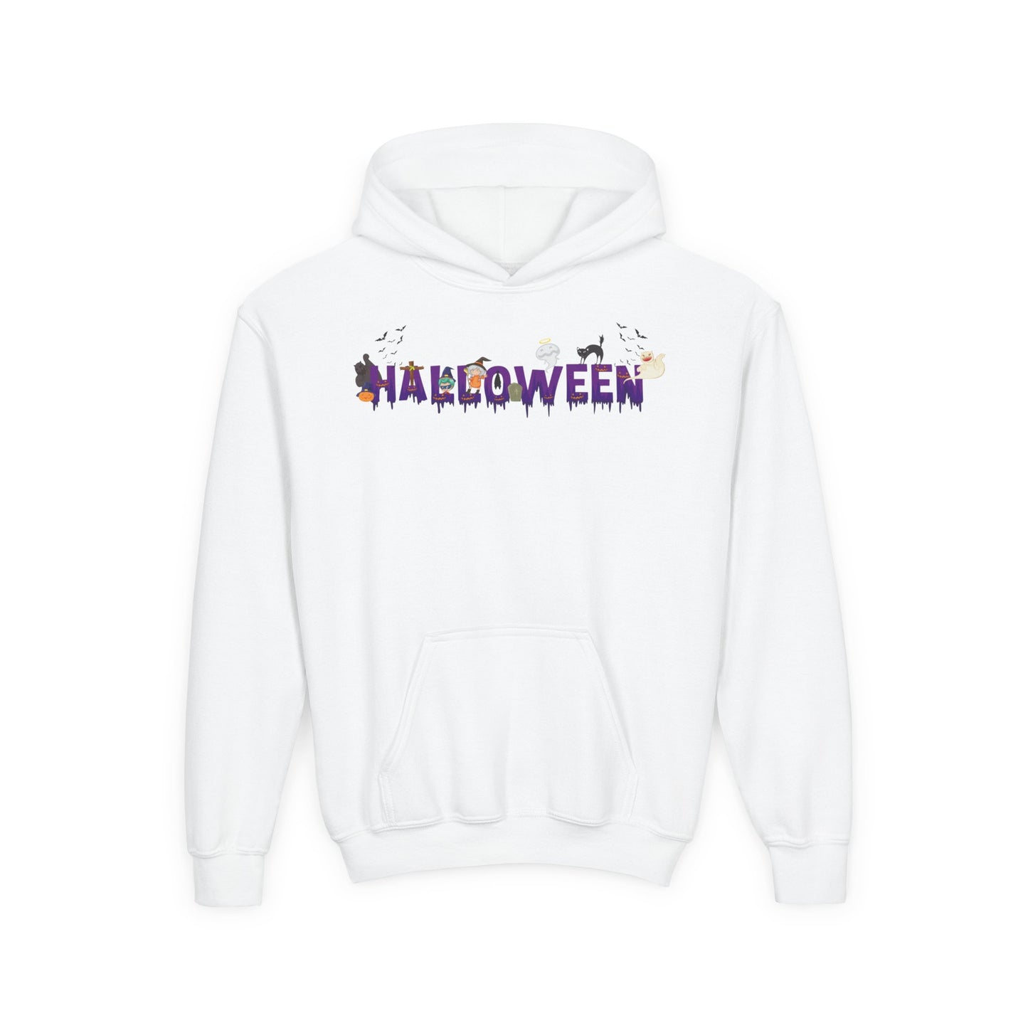 Youth Heavy Blend Hooded Sweatshirt - Holloween word