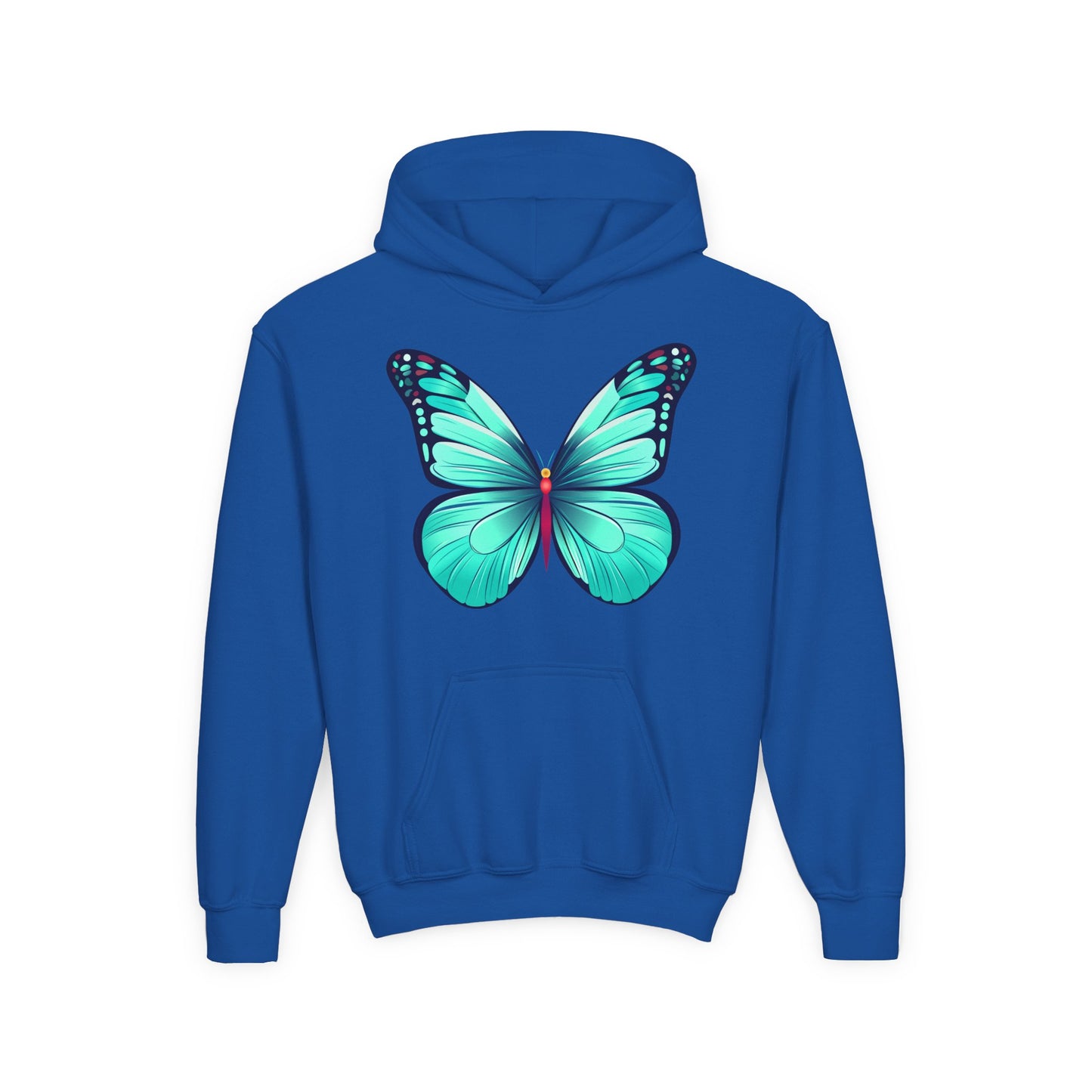 Youth Heavy Blend Hooded Sweatshirt - Butterfly - blue