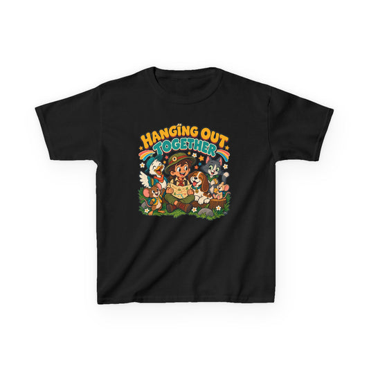 Kids Heavy Cotton™ Tee - Retro Friends Hanging Out Together