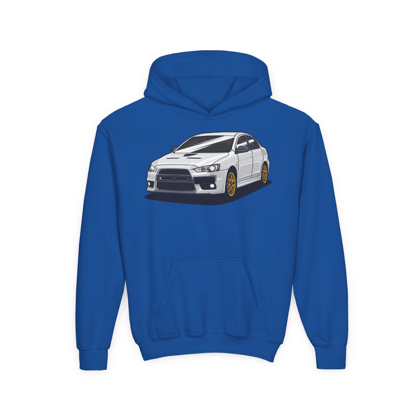 Youth Heavy Blend Hooded Sweatshirt - White car