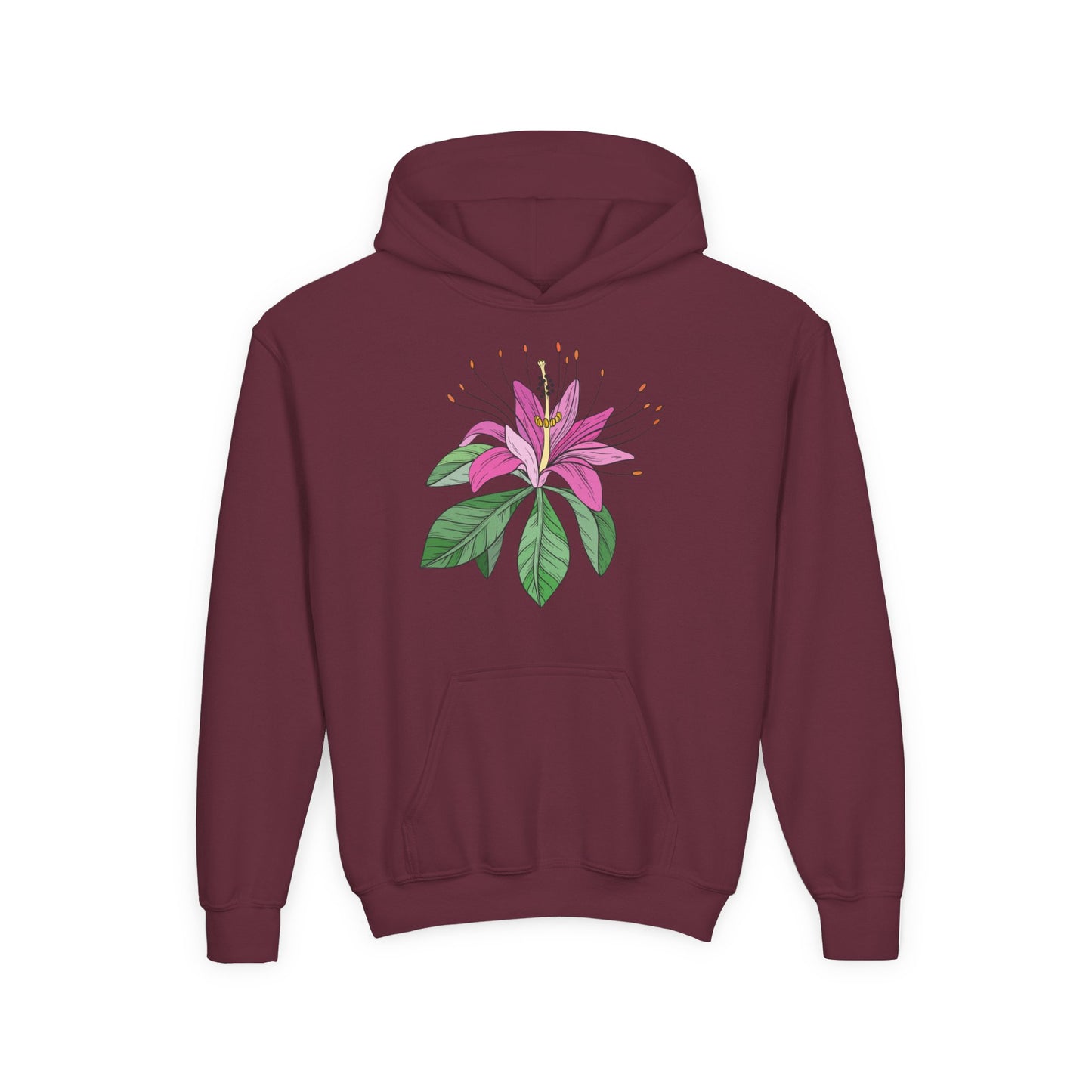 Youth Heavy Blend Hooded Sweatshirt - Purple flower