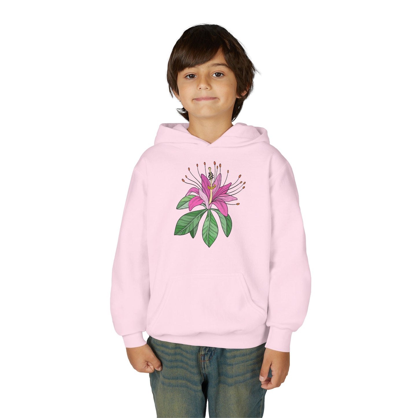 Youth Heavy Blend Hooded Sweatshirt - Purple flower