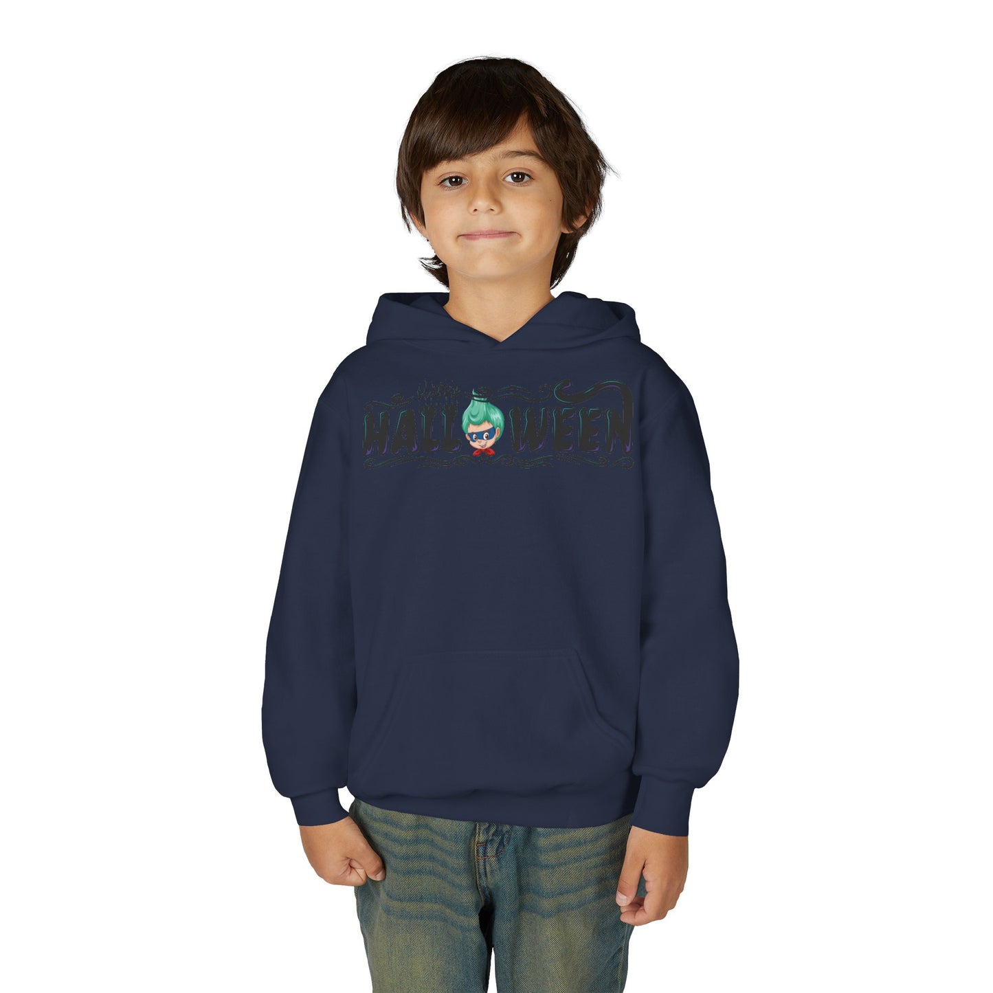 Youth Heavy Blend Hooded Sweatshirt - Happy halloween by super kiddo